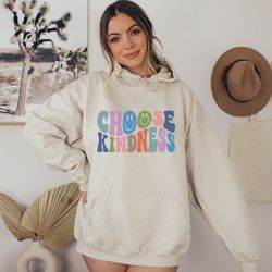 choose kindness hooded sweatshirt, retro kindness hoodie for women, kind hoodie, mom kind hoodie, teacher kindness hoodi