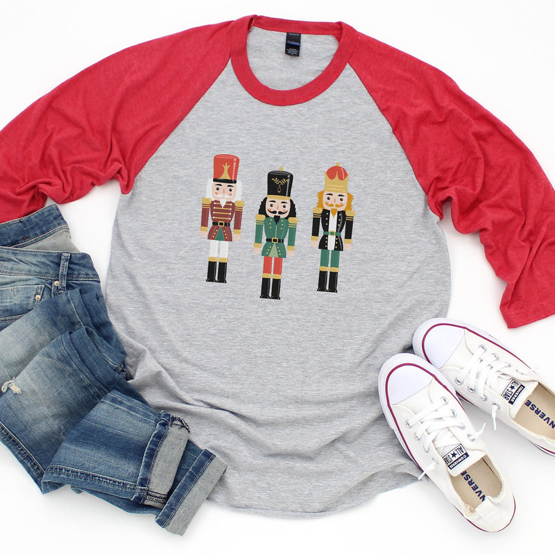 Christmas Shirt, Nutcracker Raglan Shirt, Nutcracker Tee Shirt, Holiday Tees, Christmas Party Shirt, Cute Christmas Raglan.jpg