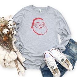 christmas shirts for women or men, retro santa tee, santa long sleeve shirt, vintage santa, classic christmas shirt, hol
