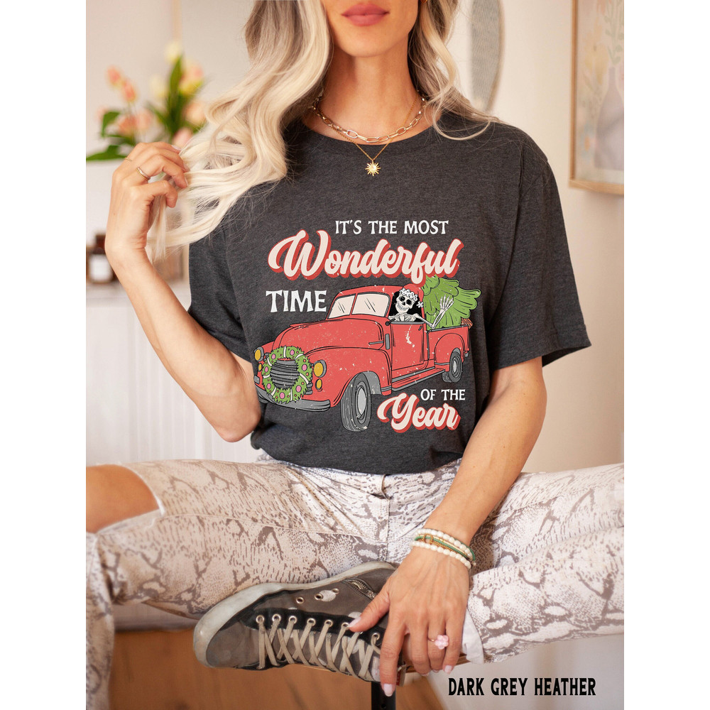 Christmas Shirts for Women,  Most Wonderful Time Skeleton Christmas T Shirt, Retro Christmas Tee, Holiday Shirts, Vintage Style Holiday Tee.jpg