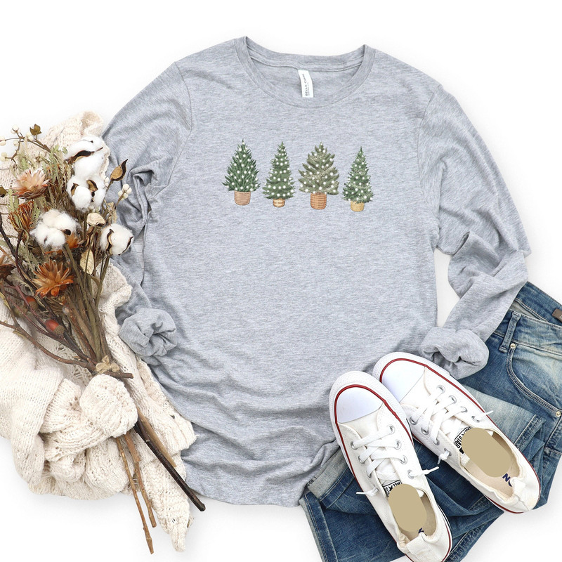 Christmas Shirts for Women, Christmas Trees Shirt, Christmas Long Sleeve TShirt, Holiday Shirts, Winter Shirt.jpg