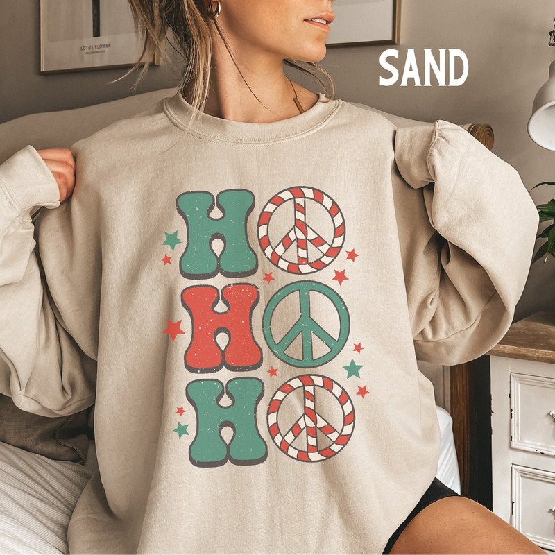 Christmas Sweatshirt for Women, Ho Ho Ho Sweatshirt, Retro Christmas Sweater, Groovy Christmas Sweatshirt, Crewneck, Holiday Sweatshirt 1.jpg