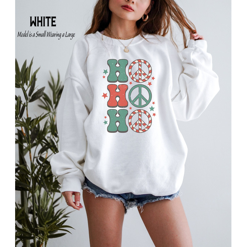 Christmas Sweatshirt for Women, Ho Ho Ho Sweatshirt, Retro Christmas Sweater, Groovy Christmas Sweatshirt, Crewneck, Holiday Sweatshirt 2.jpg