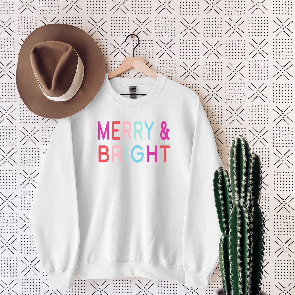 Christmas Sweatshirt for Women, Merry and Bright Sweatshirt, Christmas Sweater, Crewneck, Cozy Holiday Sweatshirt.jpg