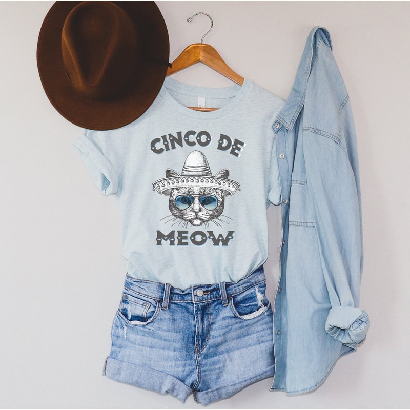 Cinco De Meow Cat Cinco De Mayo Shirt, Cute Funny Cinco De Mayo Drinking Tees, Funny Cat Shirts, Party Celebration TShirts.jpg