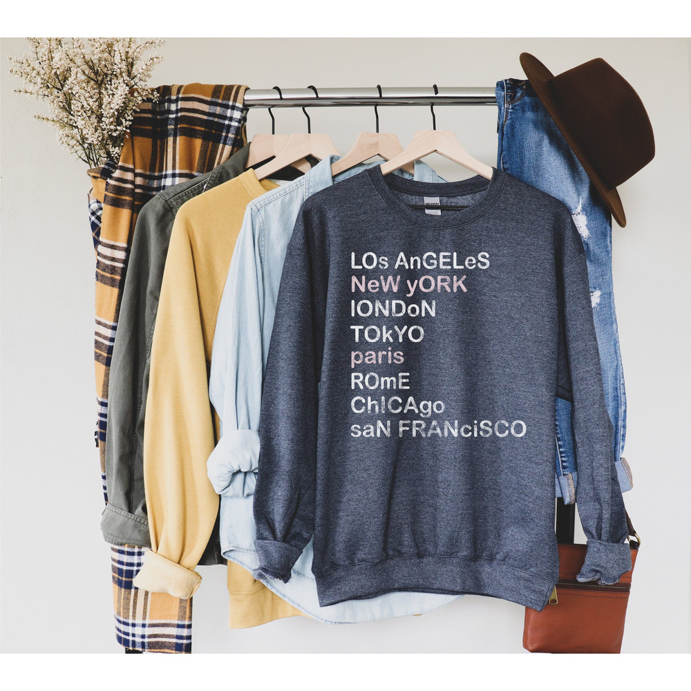City Sweatshirt, Major City List sweater, Vintage graphic sweatshirt, Unisex crewneck, Sweatshirt for Women, Gift for Her.jpg