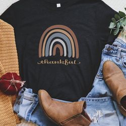 womens positive inspirational graphic t shirt,  grateful thankful rainbow shirt, rainbow boho tee, mom shirt, mama shirt