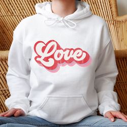 womens retro love hoodie, distressed love graphic, spring sweatshirt for her, travel sweatshirt, hiking sweatshirt, gift