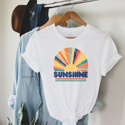 womens retro sunshine graphic tee shirt, retro sunshine tee for her, camping hiking shirt, beach tee, cute spring summer