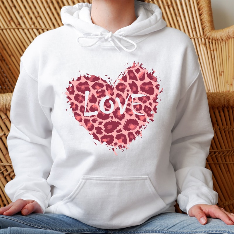 Women's Valentine's Hoodie, Cheetah Heart Love Hoodie for her, Pink Leopard Valentines Day Hoodie for Women, Spring Hoodie, Gift for her.jpg