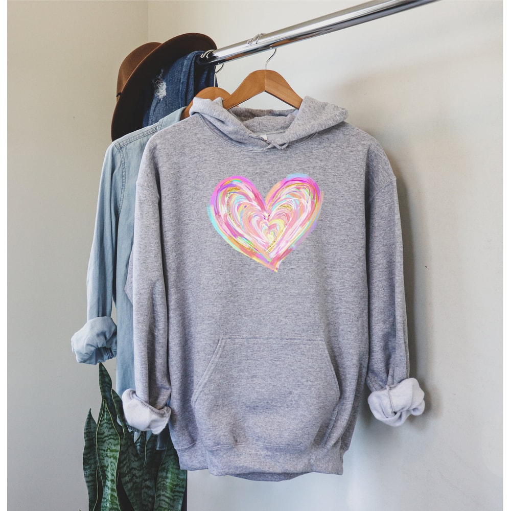 Women's Watercolor Heart Hoodie, Unisex Heart Sweatshirt, Love hoodie, Spring hoodie, Travel or Hiking sweatshirt, Gift for her.jpg