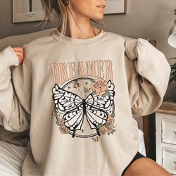 womens butterfly sweatshirt, boho dreamer sweatshirt, butterfly sweatshirt for women, vintage 90s sweatshirt, spring swe