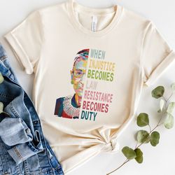 womens rights shirt, ruth bader ginsburg, when injustice becomes law, notorious rbg shirt,  pro choice shirt, reproducti