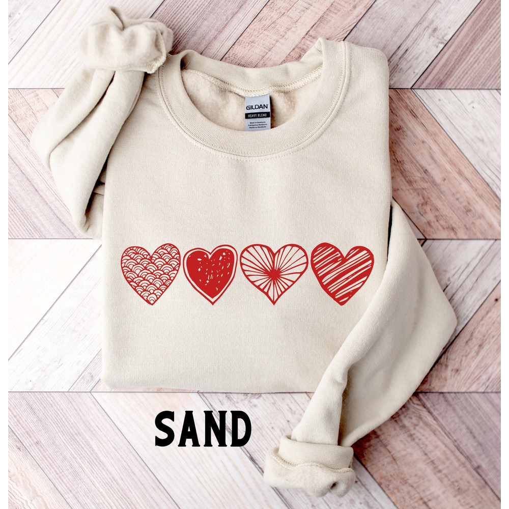 Womens Valentine Day Sweatshirt, Hand Drawn Hearts Hoodie, Valentines Crewneck Sweater for Women, Valentine Gift, Winter Spring Sweatshirt.jpg