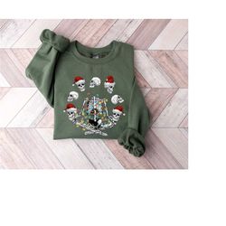 yoga skeleton christmas sweatshirt, santa skeleton meditation sweater, skull christmas shirt, funny christmas lights cre