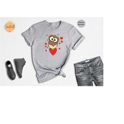 valentine owl shirt, cute owl tee, valentine animal shirt, valentine day gift, owl lover tee, funny valentine owl tshirt