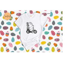 easter bunny bicycle shirt, easter eggs tee, cute easter rabbit tshirt, bunny riding a bike, bunny with bicycle
