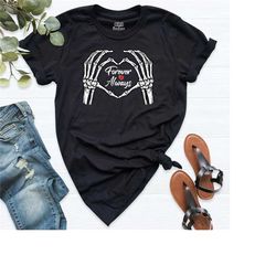 forever always skeleton hand shirt, red heart always women tshirt, funny skeleton hand valentine couples outfit, heart l