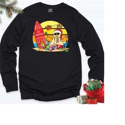 mele kalikimaka snowman beach long sleeve shirt, christmas in summer holiday sweatshirt, hawaiian beach tshirt, tropical