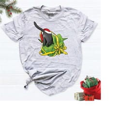 cat christmas shirt, santa hat cat shirt, funny christmas shirt, christmas women gift shirt, cat lover shirt, holiday sh