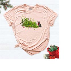 cat christmas tree lights shirt, cat owner gift, christmas tree cat shirt, holiday shirts for women, funny christmas shi