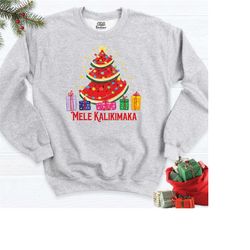 watermelon tropical christmas tree long sleeve shirt, summer vacation christmas in july sweatshirt, watermelon hoodie, h