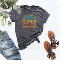 vintage 1943 t-shirt, 80th birthday shirt, cool 80th limited edition graphic tee, retro birthday shirts men women, 80th