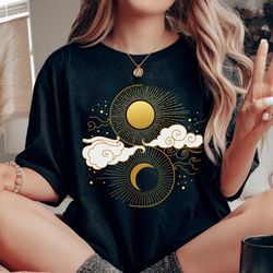 sun and moon t shirt aesthetic shirt yoga shirt pagan clothing aesthetic clothing celestial clothing moon tshirt sun tsh