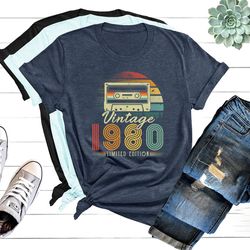 vintage 1980 tshirt, made in 1980, 43nd birthday, 43 years old gift, 43nd birthday idea, 43 classic tshirt, 1980 shirt,