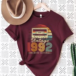 vintage 1992 shirt, 31st birthday gift for women, 1992 retro shirt, 31th birthday woman,31st birthday gift for men,31st