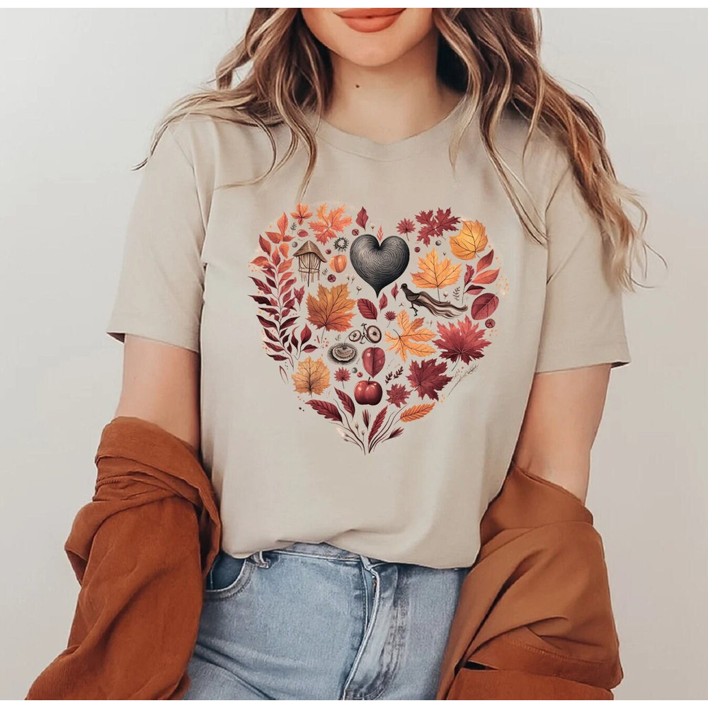 Vintage Fall Leaves Shirt, Autumn Leaves Sweatshirt, Fall Heart Shirt, Thanksgiving Shirt, Pumpkin Spice Tee, Fall Teacher Shirt, Autumn Tee.jpg