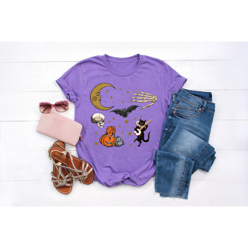 Vintage Halloween Shirt, Halloween Tee, Fall Apparel, Vintage Shirt, Vintage Moon, Vintage Black Cat, Retro Halloween, Fall Apparel, Womens.jpg