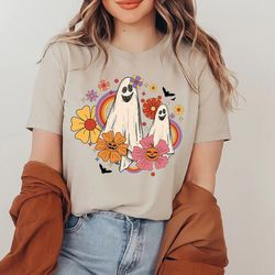 vintage retro halloween tshirt, vintage floral ghost halloween shirt, retro fall shirt, vintage ghost shirt, cute hallow