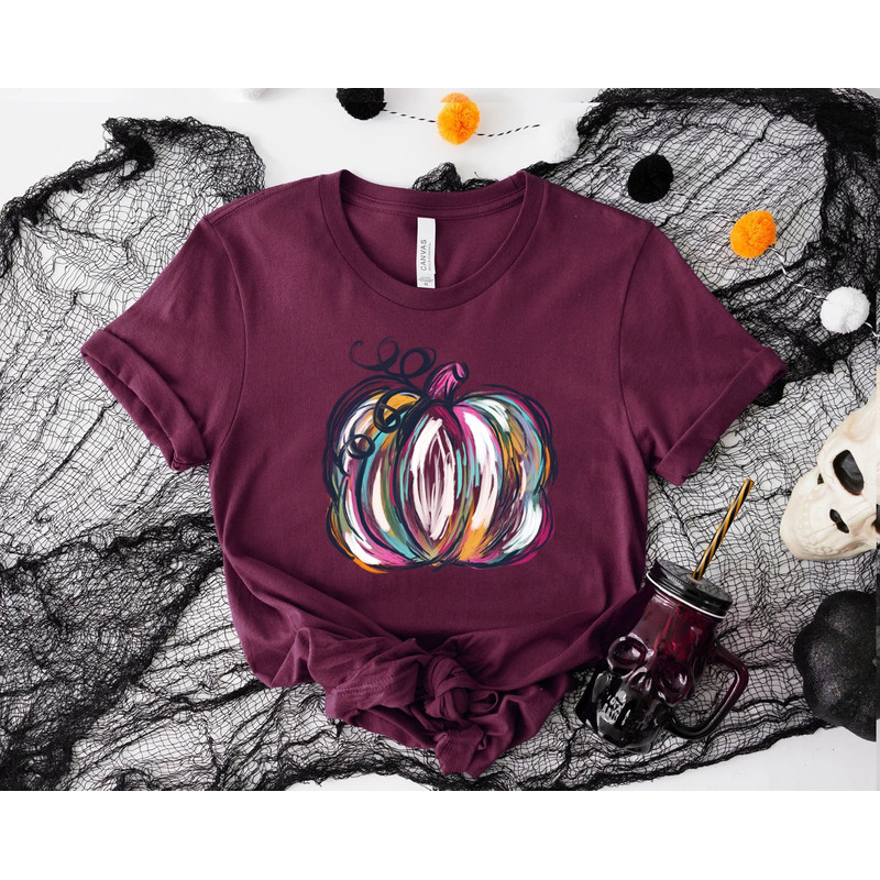 Watercolor Pumpkin T-shirt, Colorful Pumpkin Shirt, Watercolor Pumpkins, Halloween Shirt, Autumn Shirt, Cute Fall Shirt, Gift For Halloween.jpg