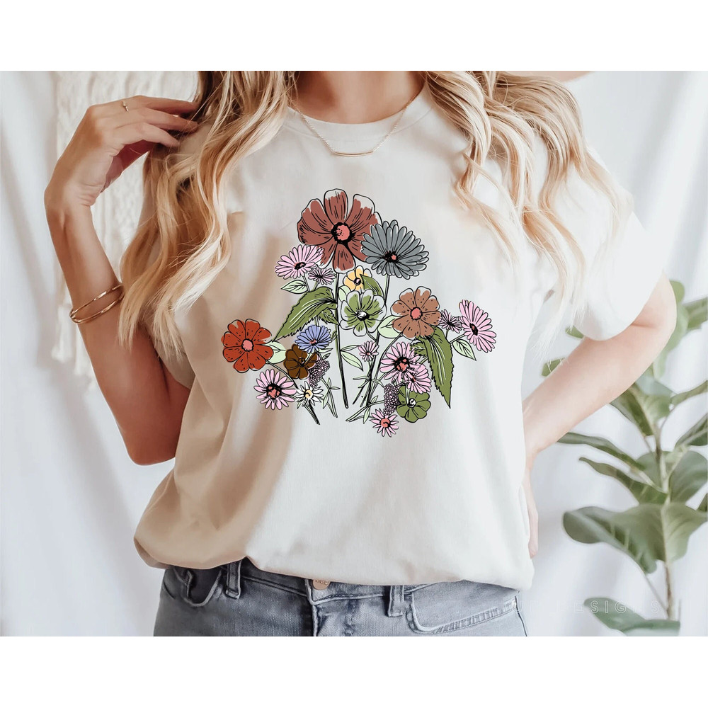 Women's Graphic Tees, Wildflower Shirt, Boho Floral Shirt, Inspirational Shirt, Flower Tshirt, Plant Lover Shirt,Gardener Shirt,Nature Lover.jpg
