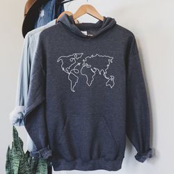 travel hooded sweatshirt, airplane hoodie, world map hoodie, travel gift, travel sweater, unisex hoodie, adventure explo