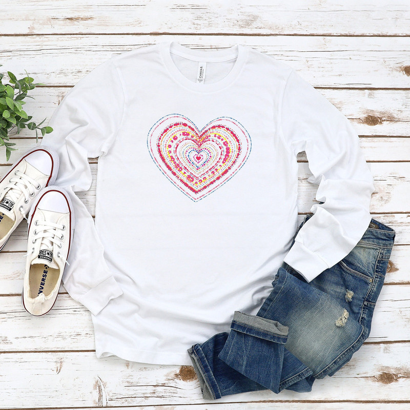 Valentines Day Shirt for Women, Dotted Heart Long Sleeve Tee, Women's Valentines Day Tee, Gift for Her.jpg
