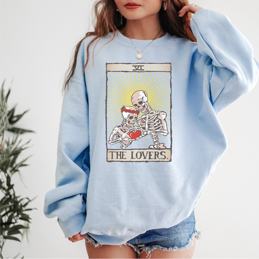 Valentines Day Sweatshirt for Women or Men, The Lovers Skeleton Tarot Card Sweatshirt, Women's Valentine Day Sweatshirt, Valentine Gift.jpg