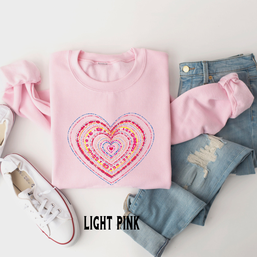Valentines Day Sweatshirt for Women, Dotted Heart Sweatshirt, Valentine Sweater, Crewneck, Womens Valentine Day Sweatshirt, Gift for Her.jpg