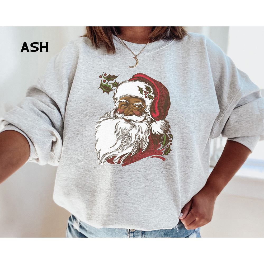 Vintage Black Santa, Christmas Sweatshirt for Women, Retro Christmas Sweater, African American Santa, Christmas Crewneck, Equality Shirt.jpg