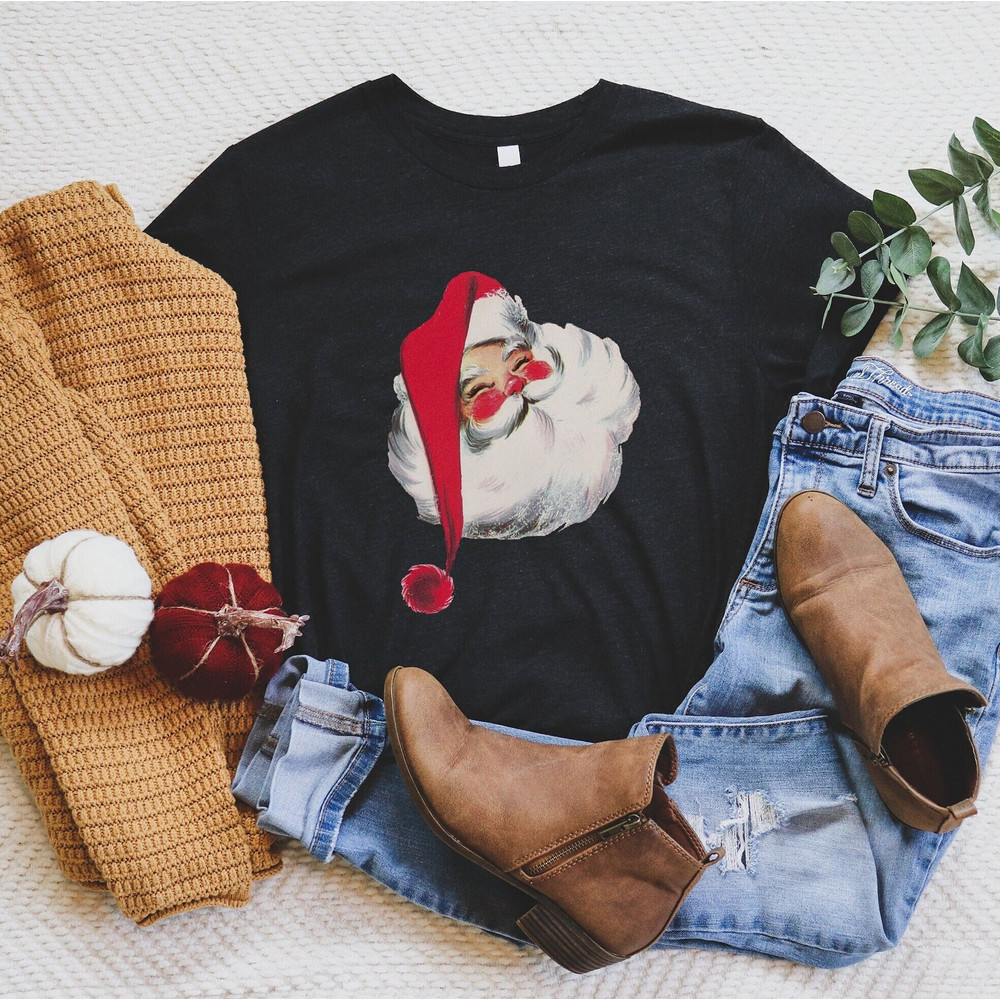 Vintage Santa Tee, Retro Santa Claus T Shirt, Merry Christmas Shirt, Vintage Santa Graphic Shirt, Vintage Graphic Tee, Classic Christmas Tee.jpg