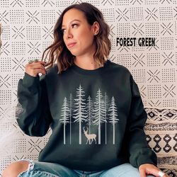 winter nature sweatshirt, deer in trees hoodie, winter sweater for men or women, holiday hoodie, nature lover gift