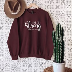 she is strong  christian shirts  women shirts  faith tshirt  religious shirt  christian gift  she is strong proverb