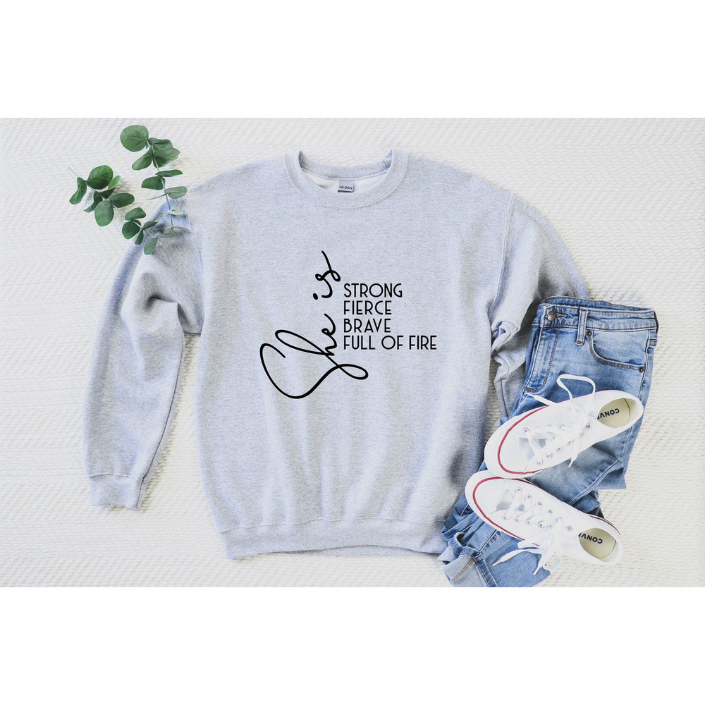 She is strong sweatshirt Womens Sarcastic Sweater Pretty strong Sweatshirt Sarcasm Sweatshirt Strong Girl Gift for Her .jpg