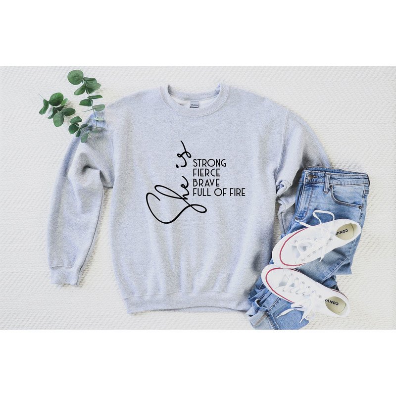 She is strong sweatshirt Womens Sarcastic Sweater Pretty strong Sweatshirt Sarcasm Sweatshirt Strong Girl Gift for Her .jpg