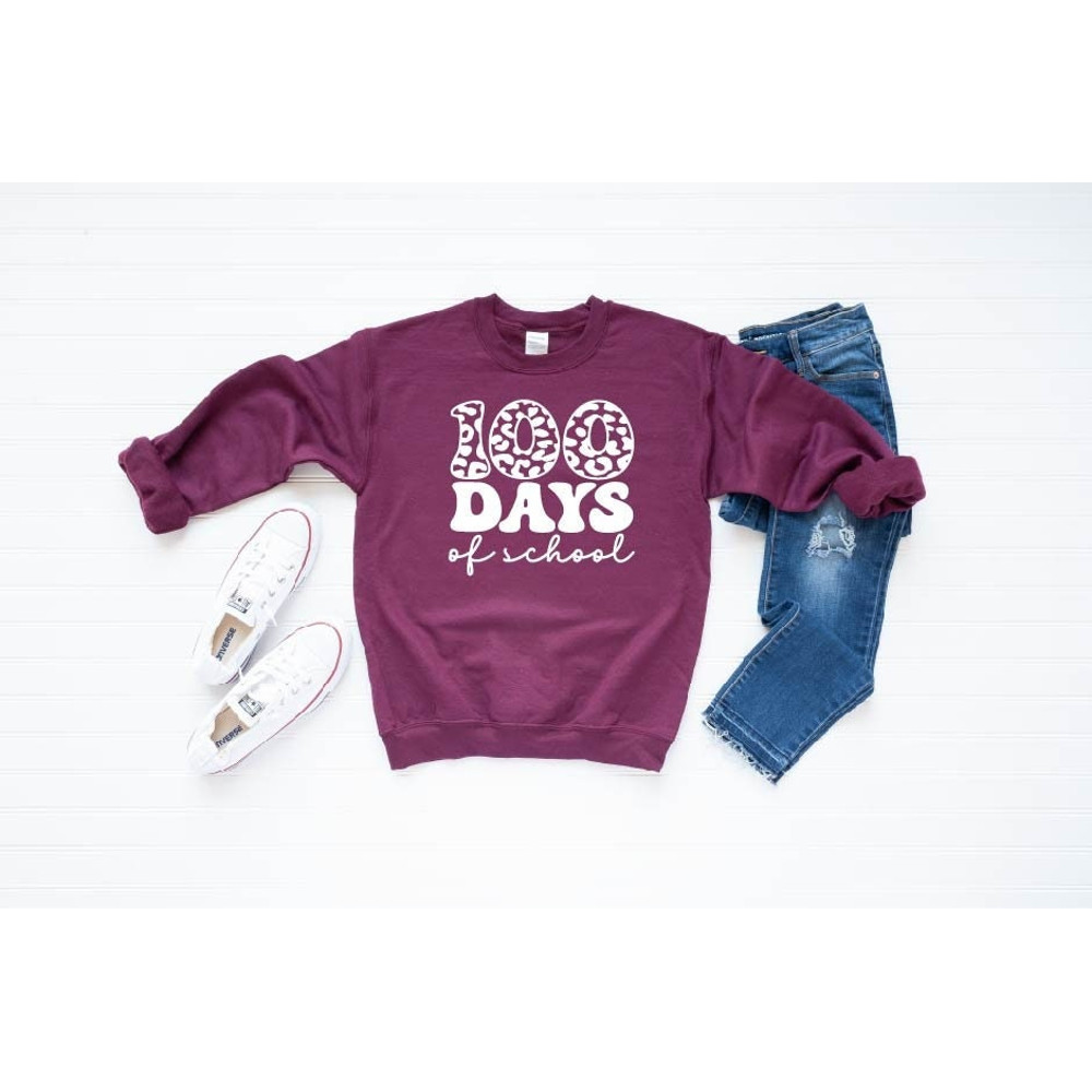 Teacher 100 Days Brighter, Teacher Sweatshirt, 100 Days of School, Teacher Gifts, Teacher Appreciation, Teacher Leopard Sweatshirt, Leopard.jpg