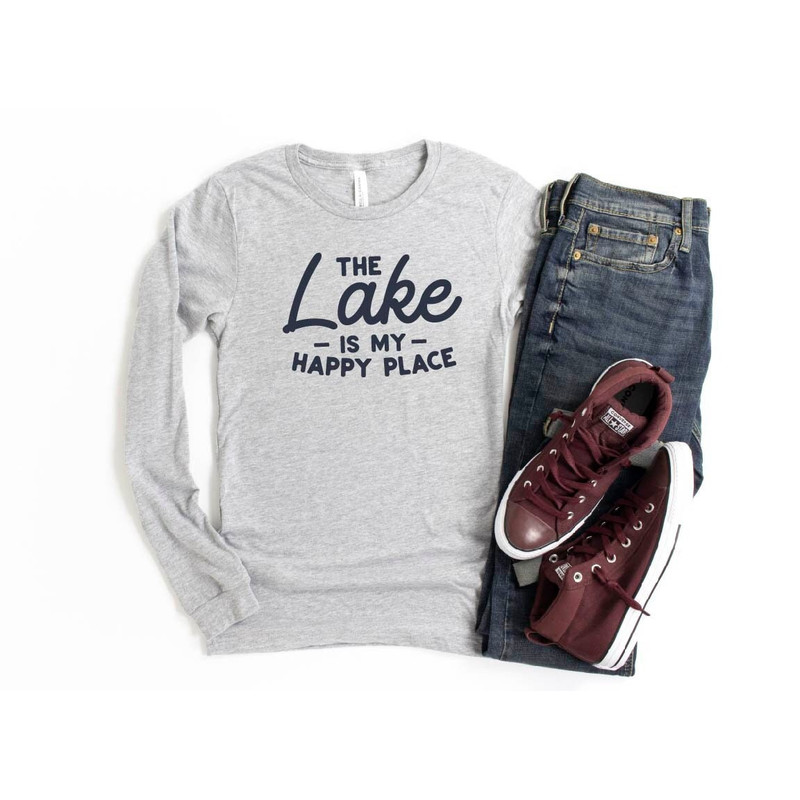 The Lake is my Happy Place Long Sleeve,Lake Long Sleeves,Lake Gift,Lake Hoodie,Weekend Gift,Gift for Her,Vacation Shirts,Camper Long Sleeve.jpg