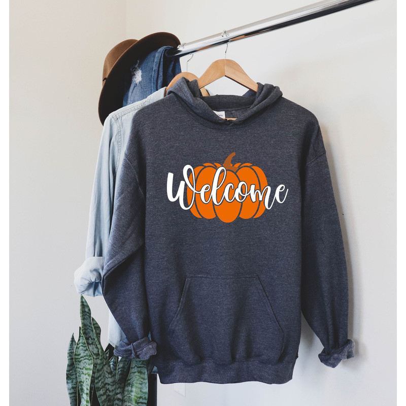 Welcome Pumpkin Sweatshirt - Hoodie Fall Sweatshirt Fall Hoodie Thanksgiving shirt Autumn Fall Shirts Women , Fall Long Sleeve.jpg
