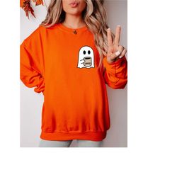 ghost with coffee sweatshirt, fall coffee sweatshirt, spooky coffee lovers sweatshirt, fall coffee sweater, cozy fall sw