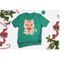 gingerbread cat shirt, meowy christmas, christmas shirt, christmas gift, funny christmas tee, christmas party tee